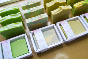 Mix of green, grey &amp; beige Souvenir Soaps + 24 pcs